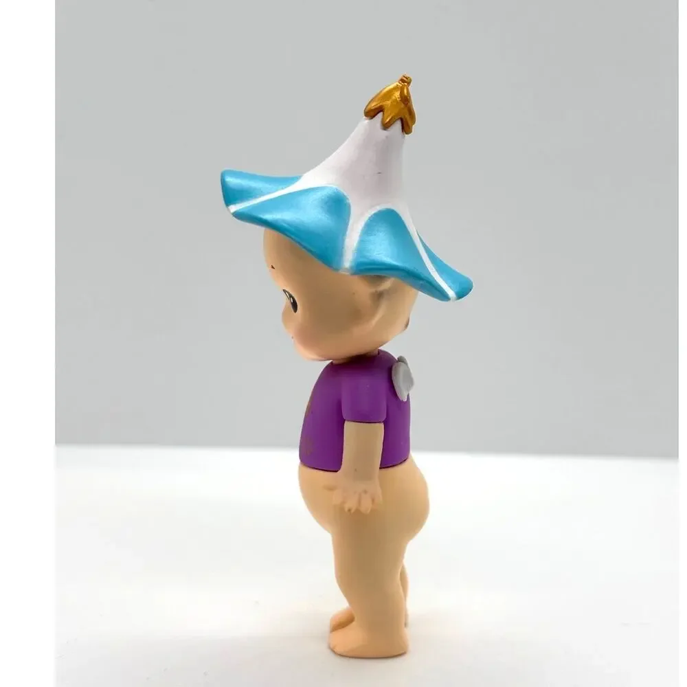 New Unbranded Kewpie/Angel Collectible Mini Figure, Blue Flower, Open Box